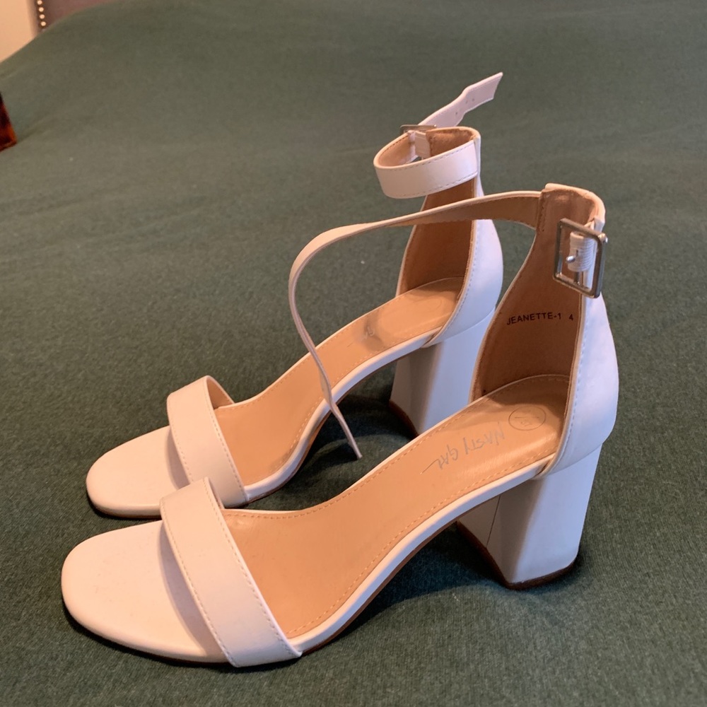 White, strap sandal heels - 3 inch